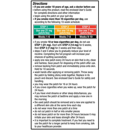 Equate Nicotine Transdermal System Step 1 Clear Patches, 21 mg, 14 Count